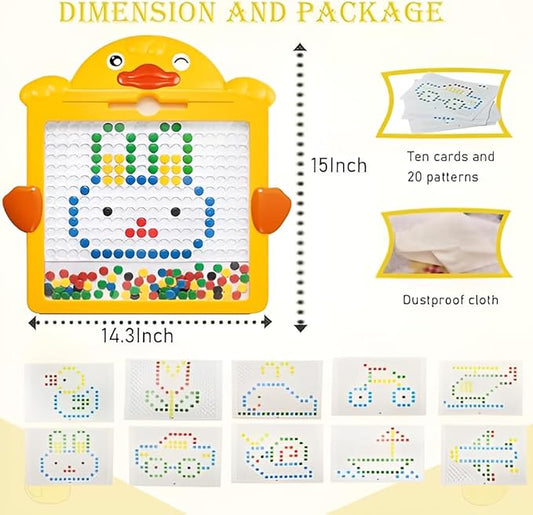 Cute Duck Magnetic Drawing Board for Boys Girls with Magnetic Pen and Many Beads, Large Magnetic Drawing Board for Kids Age 3 4 5 6 7 8+ Year Old - 14.3 x 15 Inch