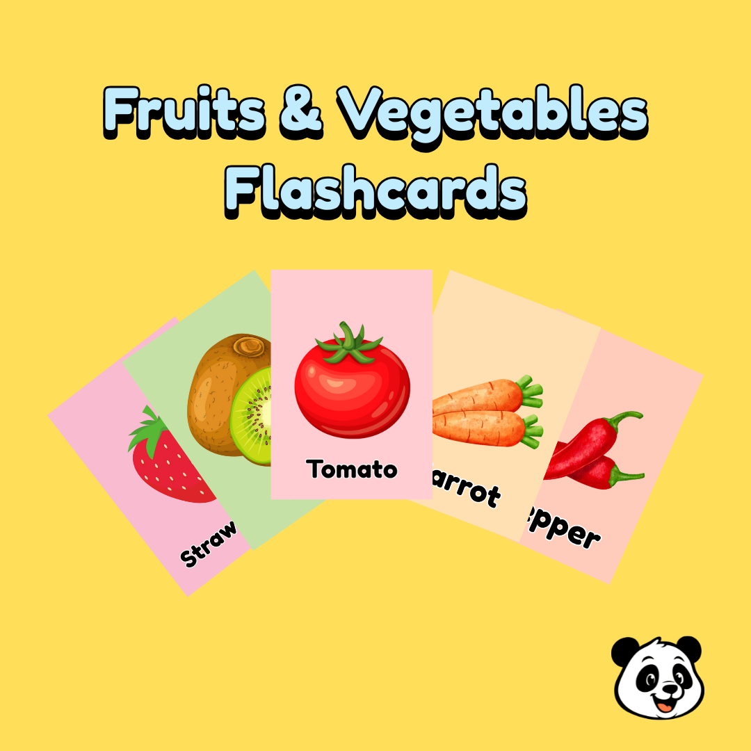 Fruits & Vegetables Flashcards – 20 Cards