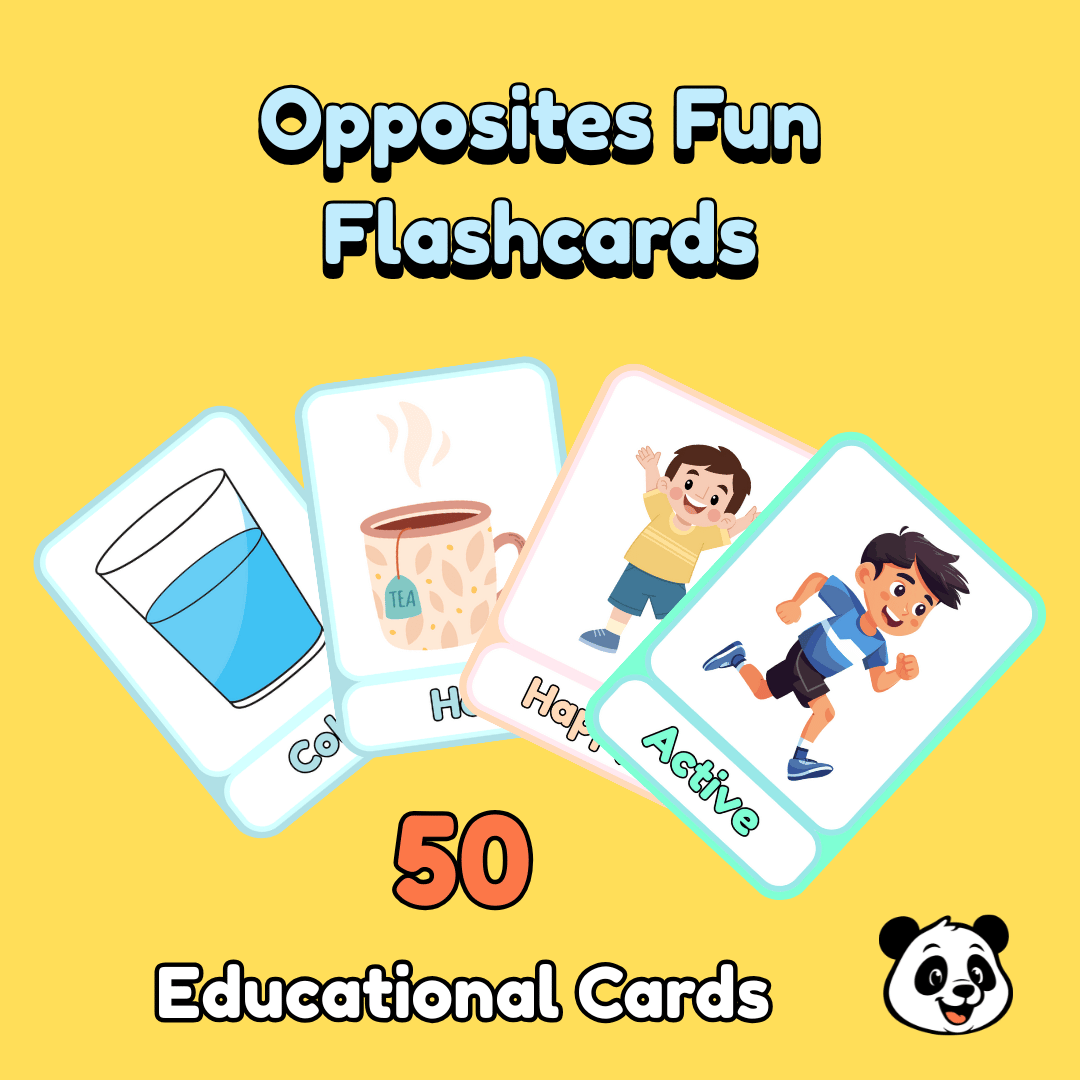 Opposites Fun Flashcards – 50 Educational Cards