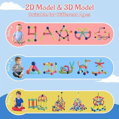 Magnetic Building Sticks 42 Pieces — طقم قطع بناء مغناطيسية للأطفال
