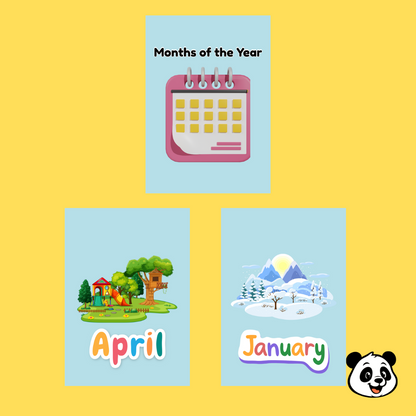Pandi’s Time & Calendar Flashcards – 3-in-1 Educational Set