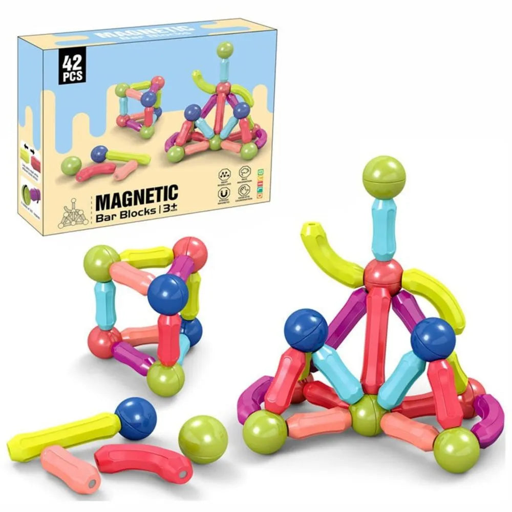 Magnetic Building Sticks 42 Pieces — طقم قطع بناء مغناطيسية للأطفال