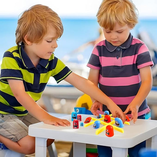 Tic Tac Toe Board Game with Monster Characters, Family Fun Strategy Game, Red and Blue Pieces