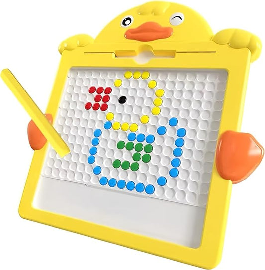 Cute Duck Magnetic Drawing Board for Boys Girls with Magnetic Pen and Many Beads, Large Magnetic Drawing Board for Kids Age 3 4 5 6 7 8+ Year Old - 14.3 x 15 Inch