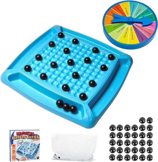 Board Games with Punishment Wheel Game, Magnetic Chess Game, 32 Magnets, Hardened Material Chess Board Base, Magnetic Chess Game, Family Gathering Games