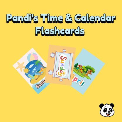 Pandi’s Time & Calendar Flashcards – 3-in-1 Educational Set