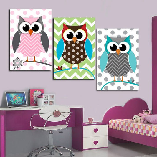 Cute Owls Kids Wall Art – Set of 3 (30×40)