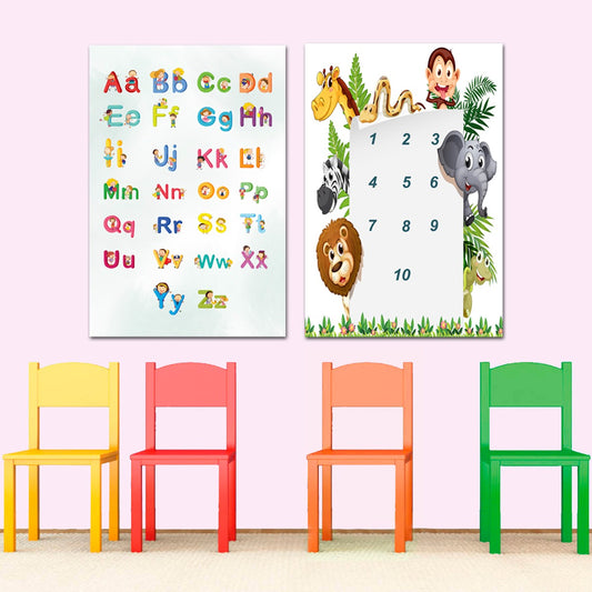 Alphabet & Numbers Kids Learning Wall Art – Set of 2 (30×40)