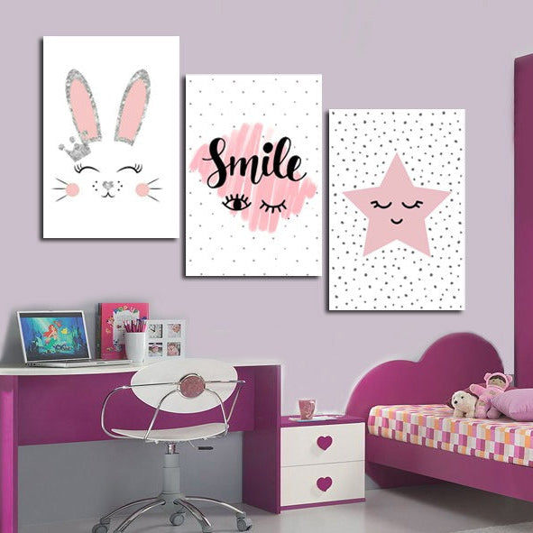 Smile & Stars Kids Wall Art – Set of 3 (30×40)